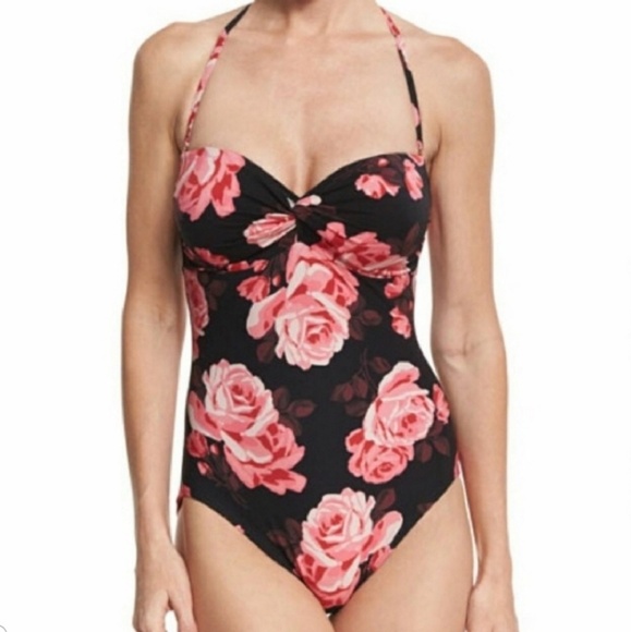 Kate Spade Floral Twist Bandeau Swimsuit XS - Picture 3 of 8